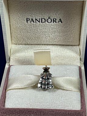NWOT Pandora Authentic 14K Gold & Sterling Silver Christmas Tree Charm 790365